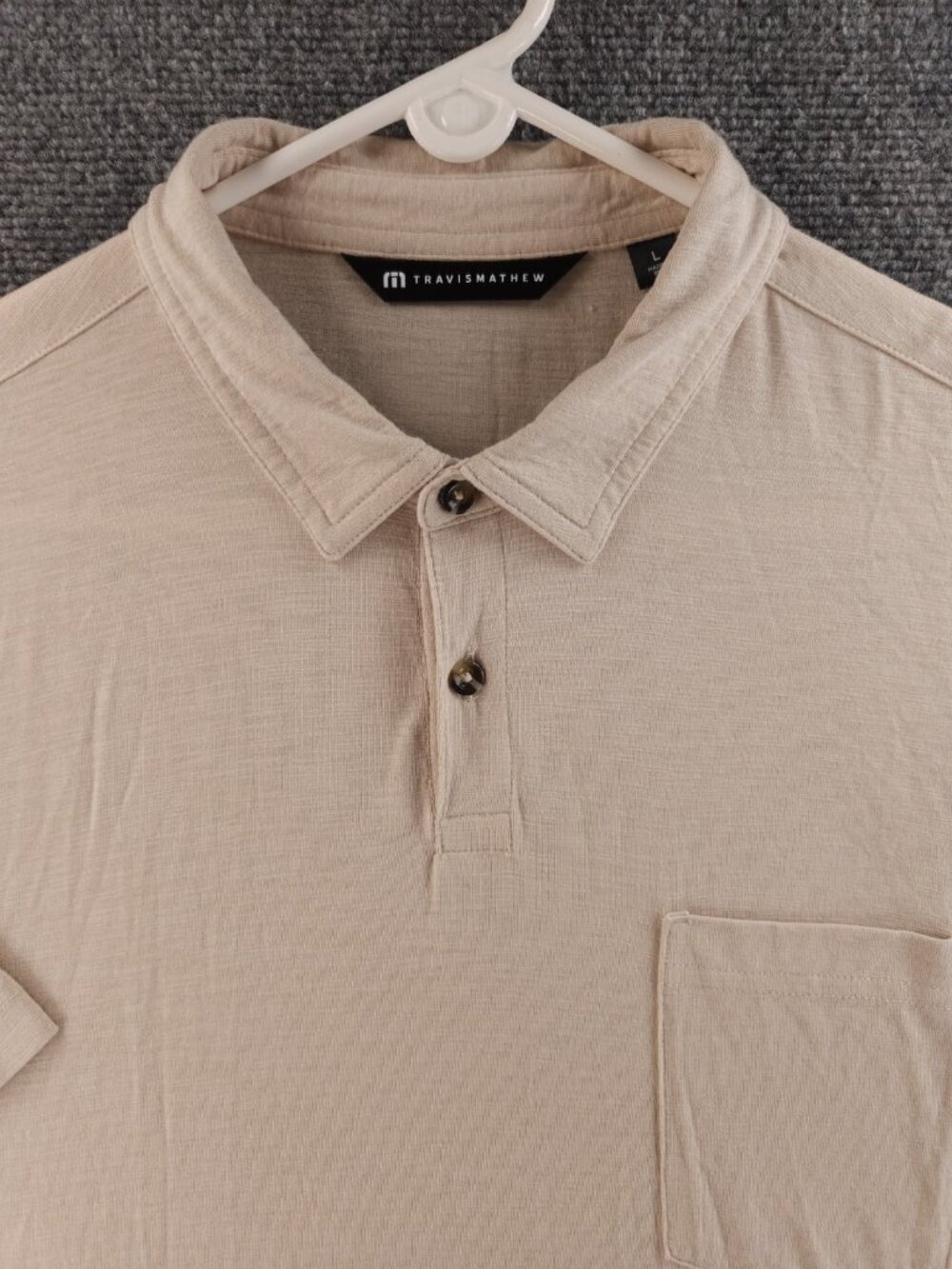 Travis Mathew Beige Cotton Modal Stretch Polo Shirt Soft Active Golf Size Large